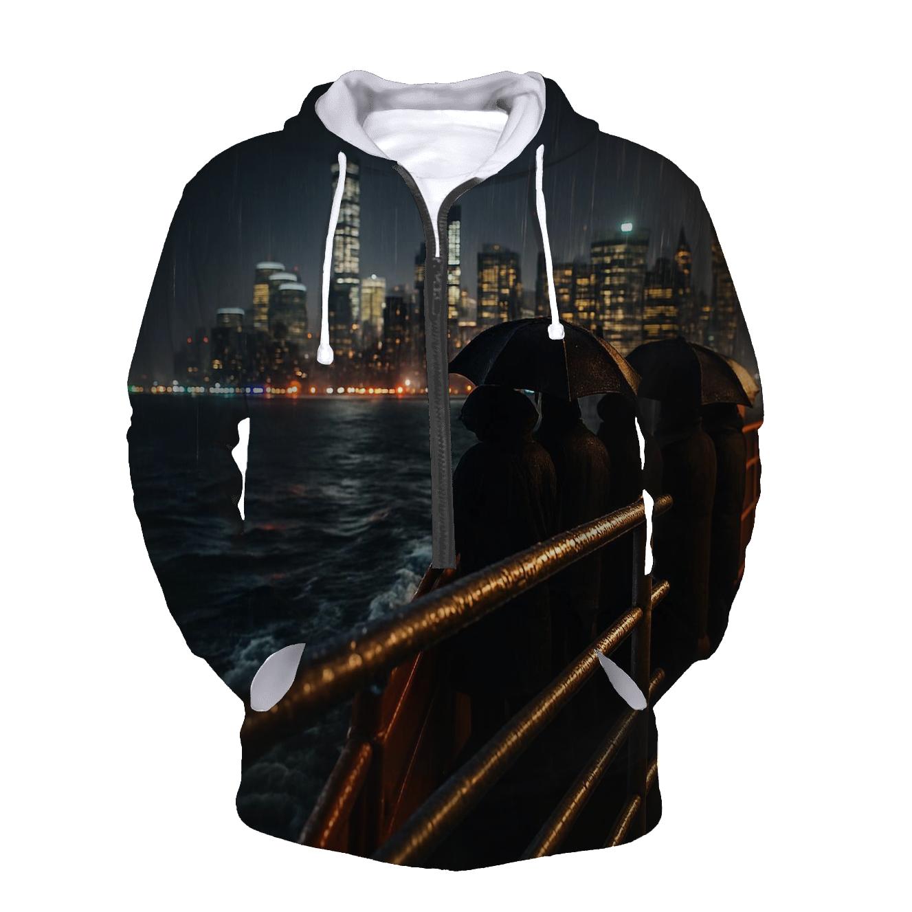 Rainy Night Arrival On The Staten Island Ferry heavyweight hoodies