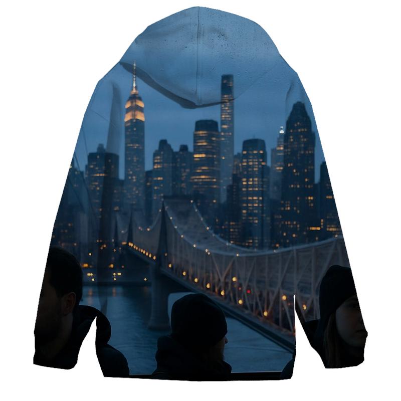 Blue Hour Through The Roosevelt Island Tram embroidered hoodies