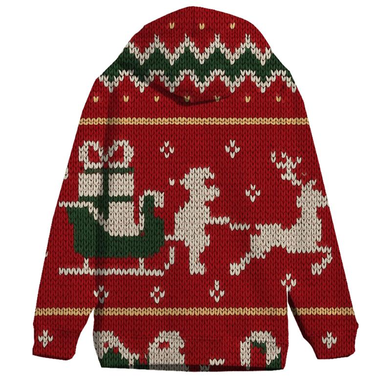 Santa Sleigh Zigzag Skyline Design zip-up hoodies