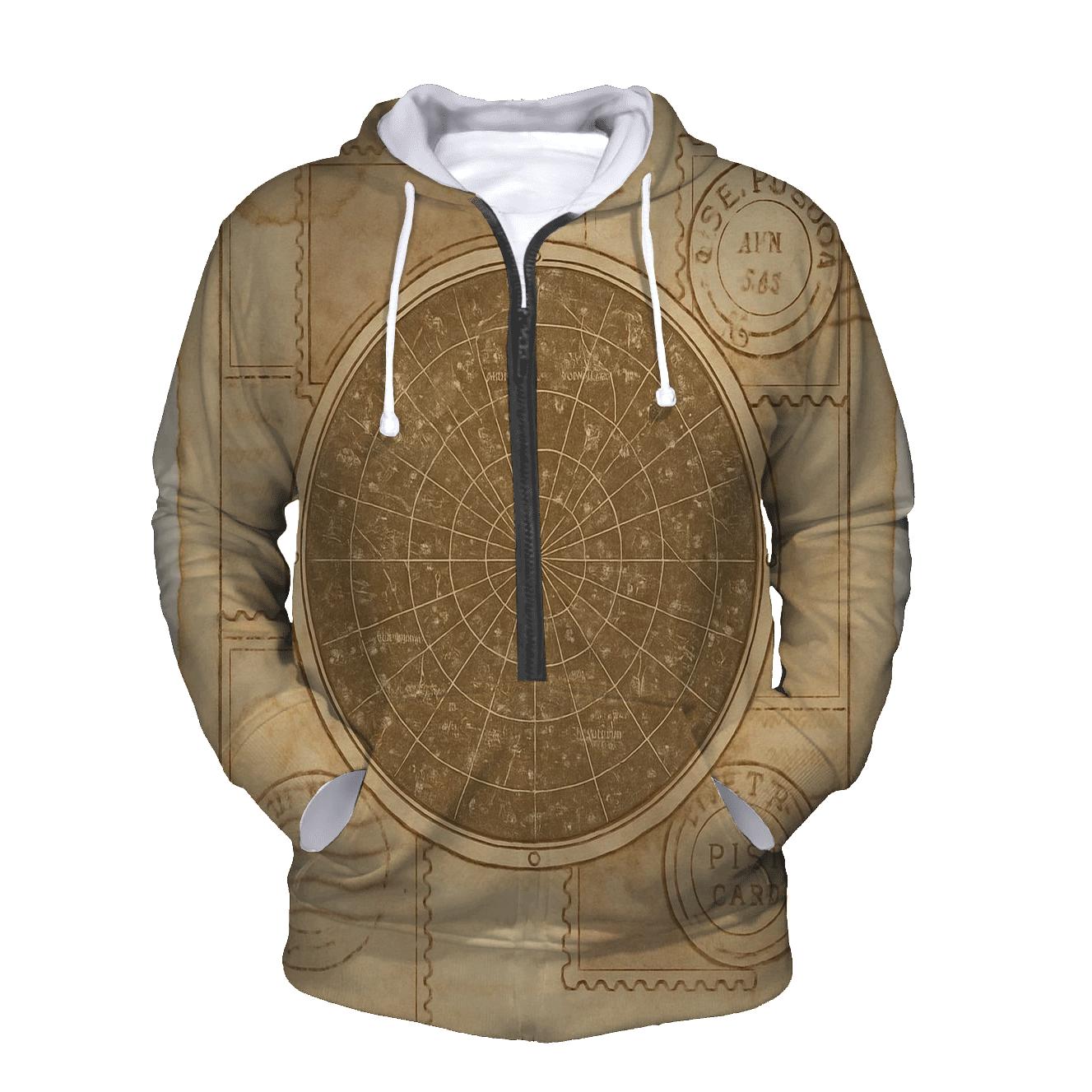 Antique Star Map Postcard Collage embroidered hoodies