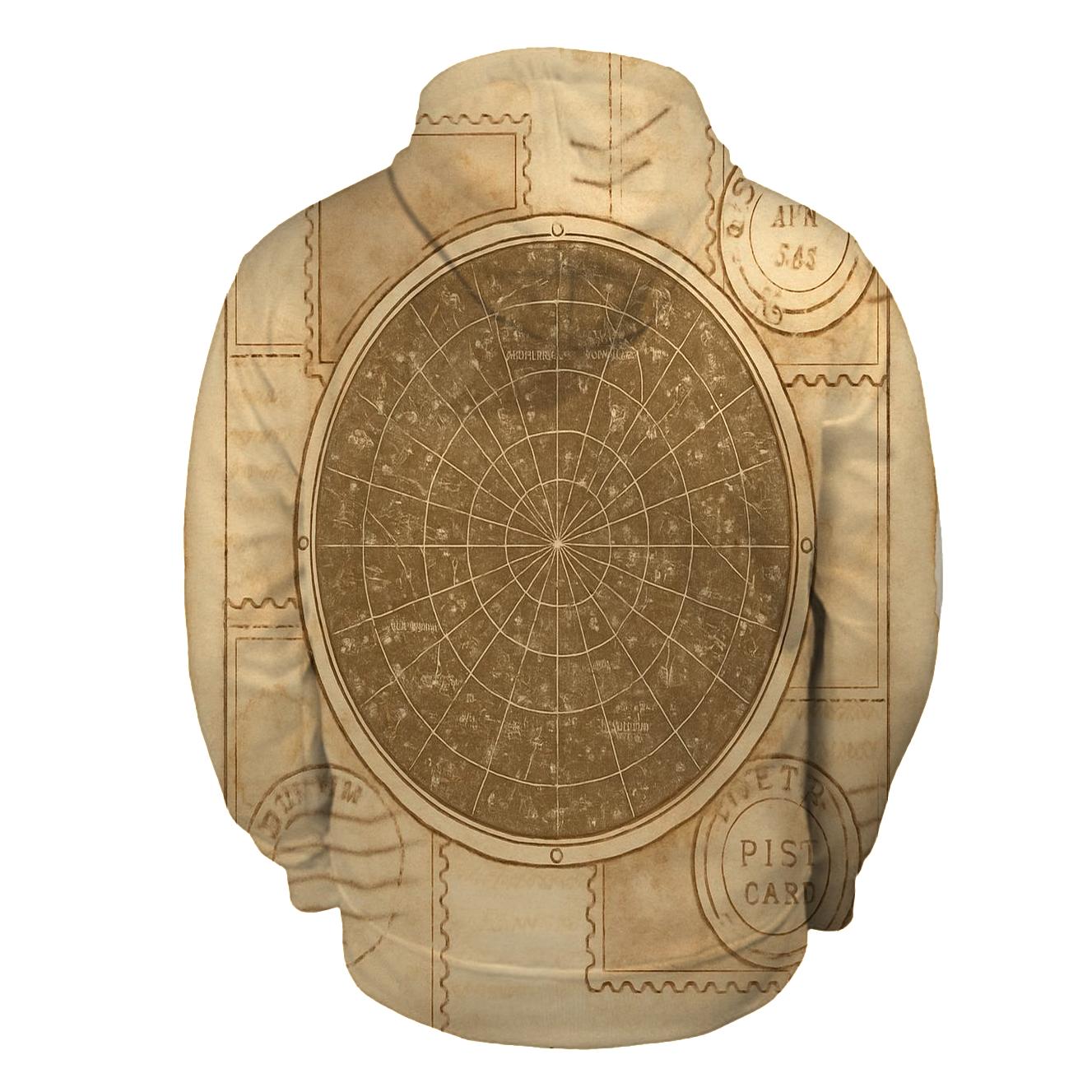 Antique Star Map Postcard Collage embroidered hoodies