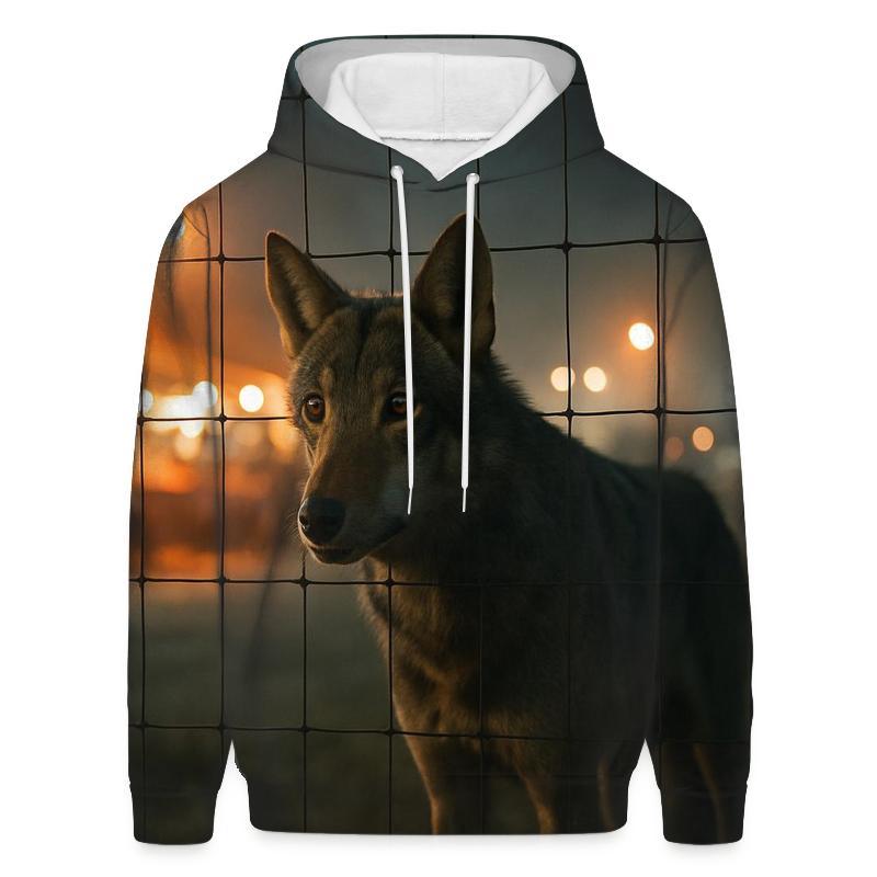 Night Market Fence Line Wolf designer hoodies