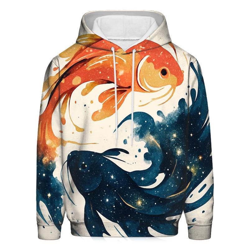 Koi Nebula Ink Splash embroidered hoodies