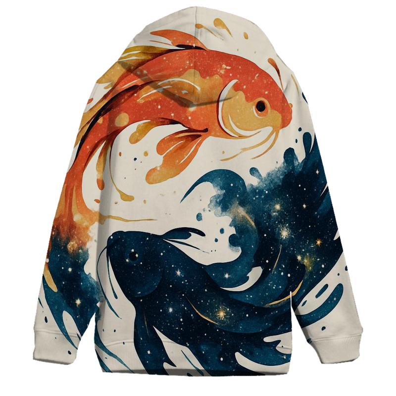 Koi Nebula Ink Splash embroidered hoodies