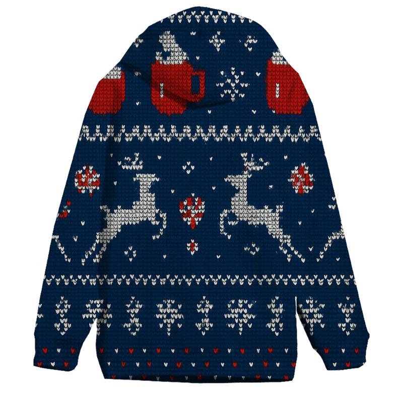 Reindeer Cocoa Mug Stripe Parade Design zip-up hoodies