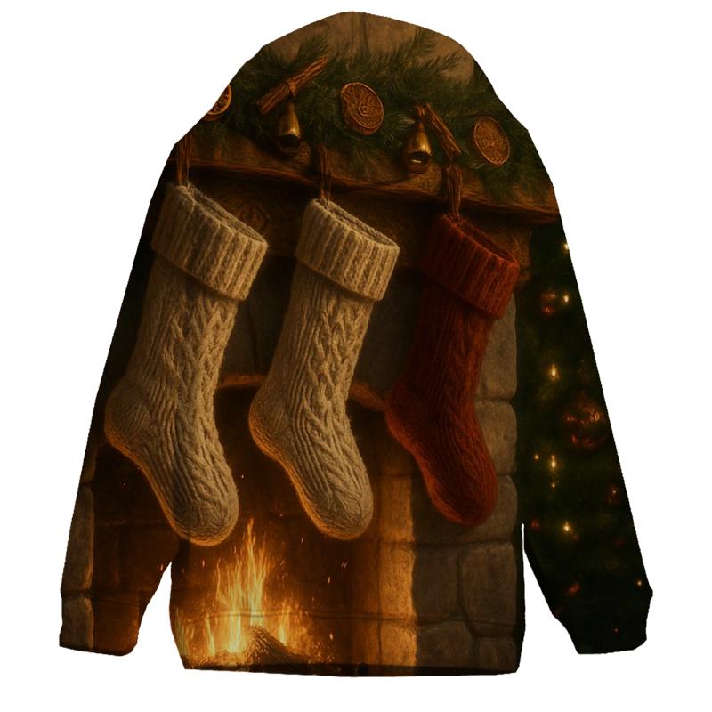 Fireside Stockings And Snowy Silence embroidered hoodies