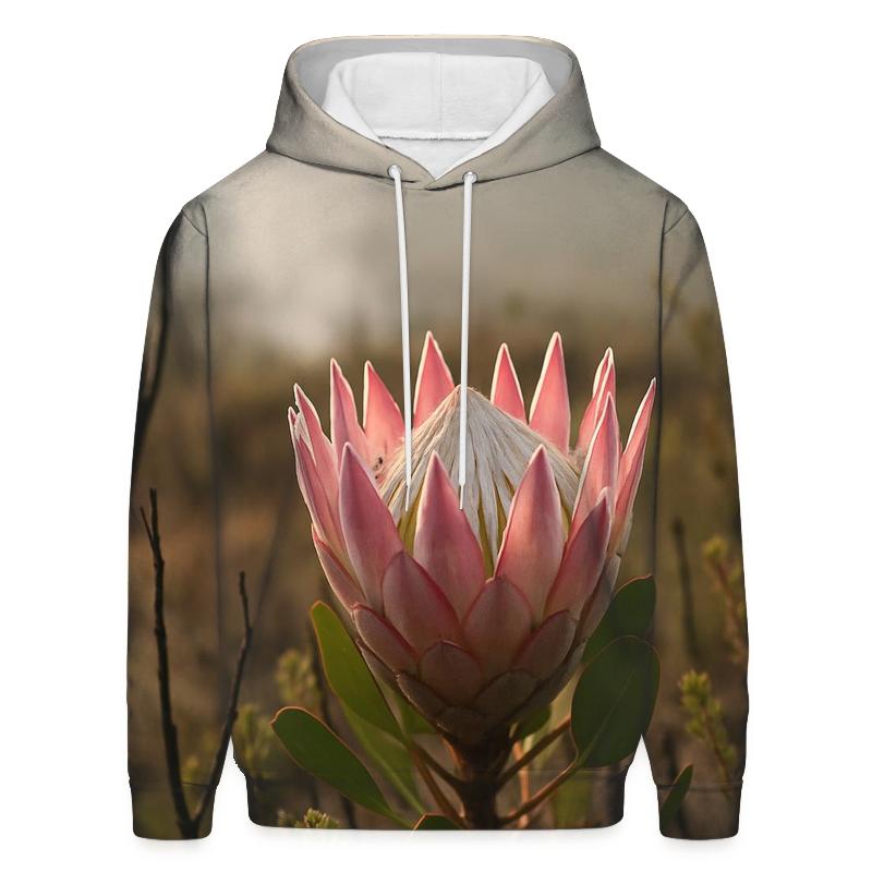 King Protea In Fynbos After A Controlled Burn embroidered hoodies