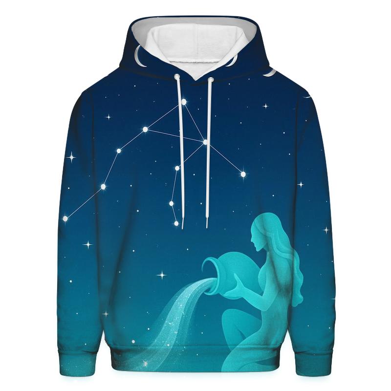 Aquarius Water Bearer Constellation Pour printed hoodies