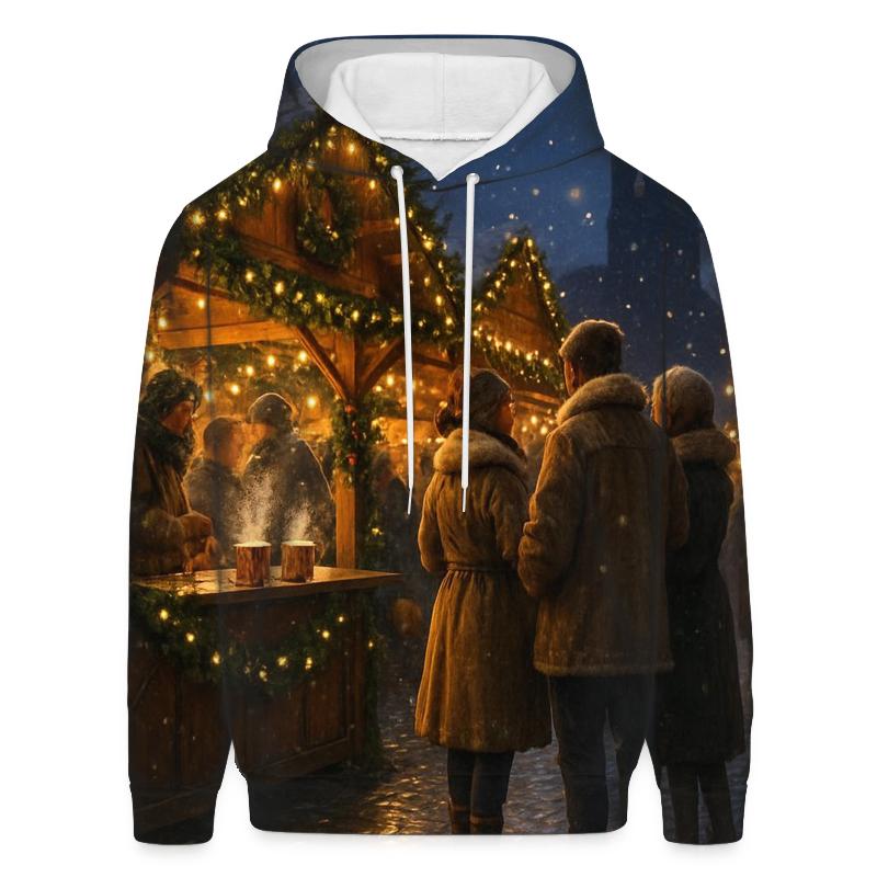 Christmas Market Lanterns Under Soft Starlight pullover hoodies