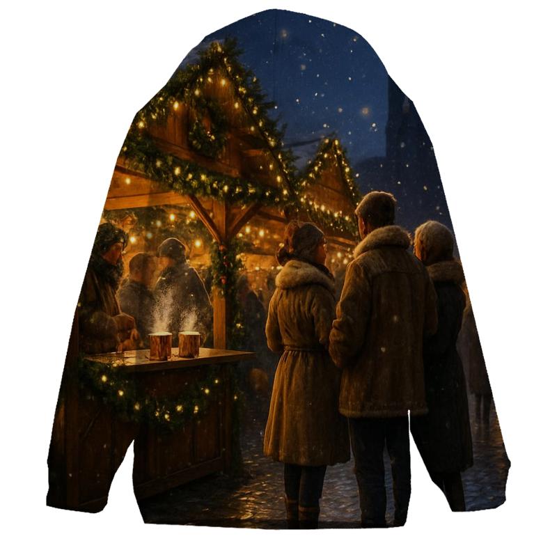 Christmas Market Lanterns Under Soft Starlight pullover hoodies