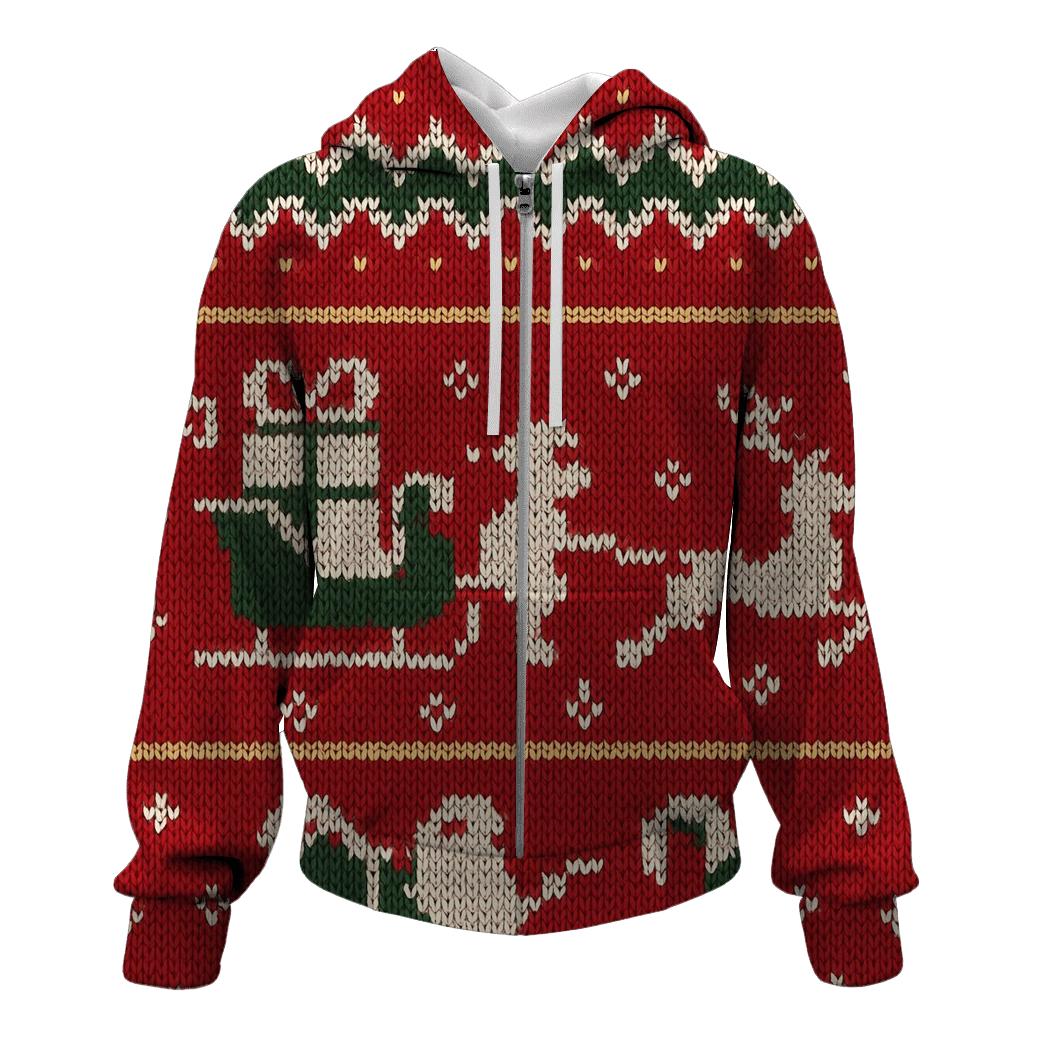Santa Sleigh Zigzag Skyline Design heavyweight hoodies
