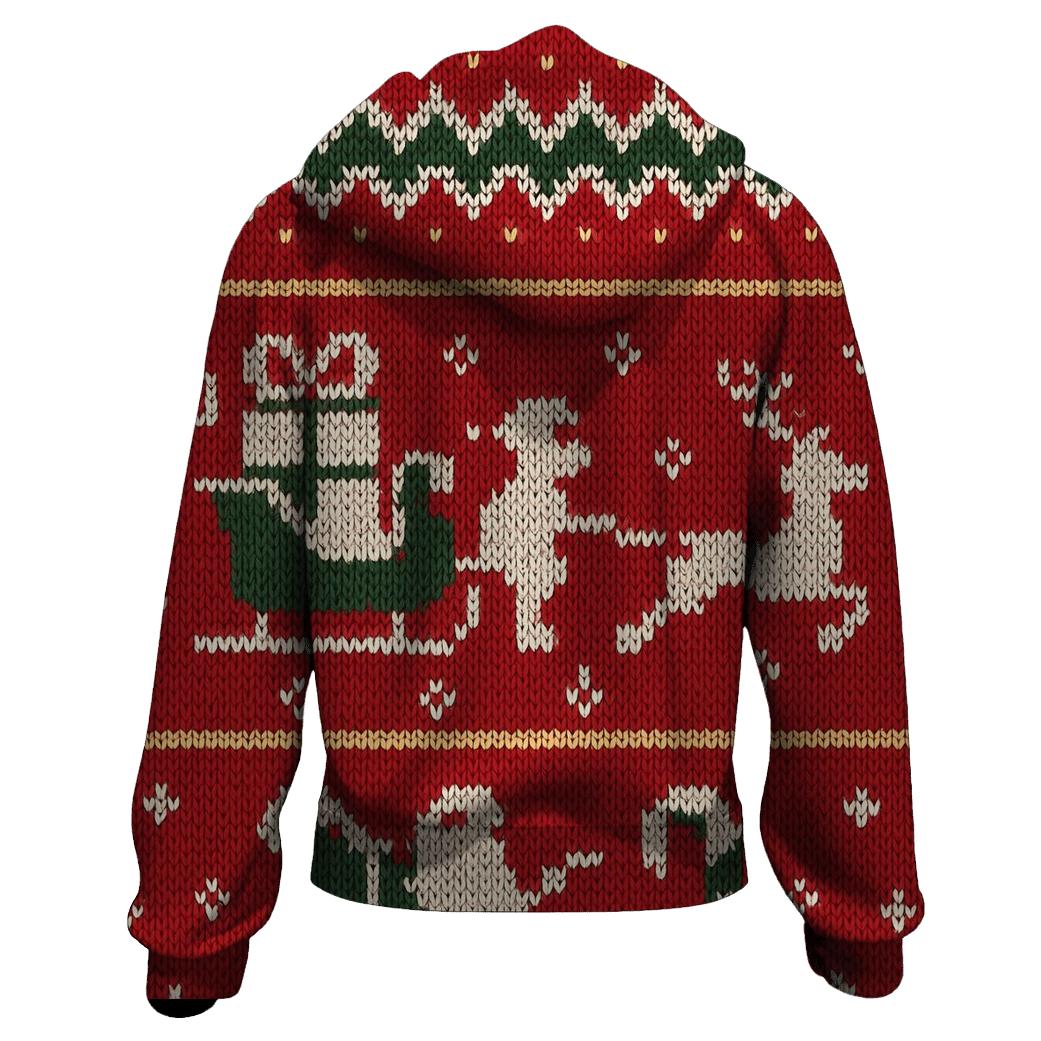 Santa Sleigh Zigzag Skyline Design heavyweight hoodies