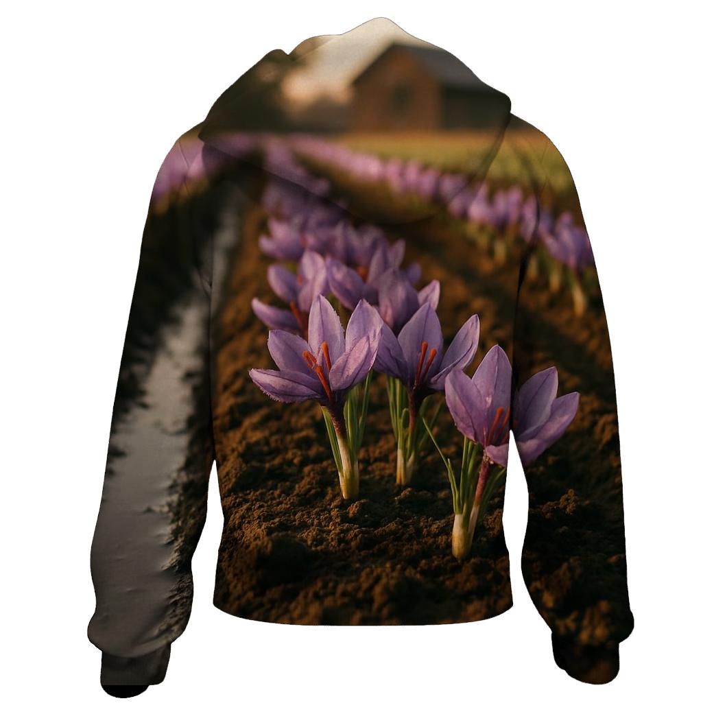 Saffron Crocus Rows After Irrigation premium hoodies