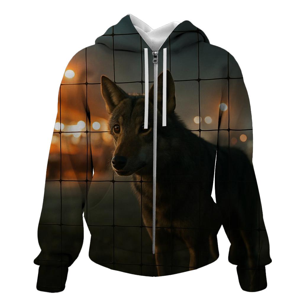 Night Market Fence Line Wolf hoodie styles