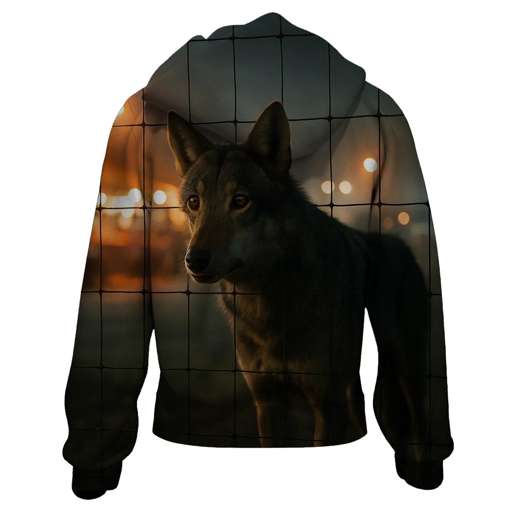 Night Market Fence Line Wolf hoodie styles
