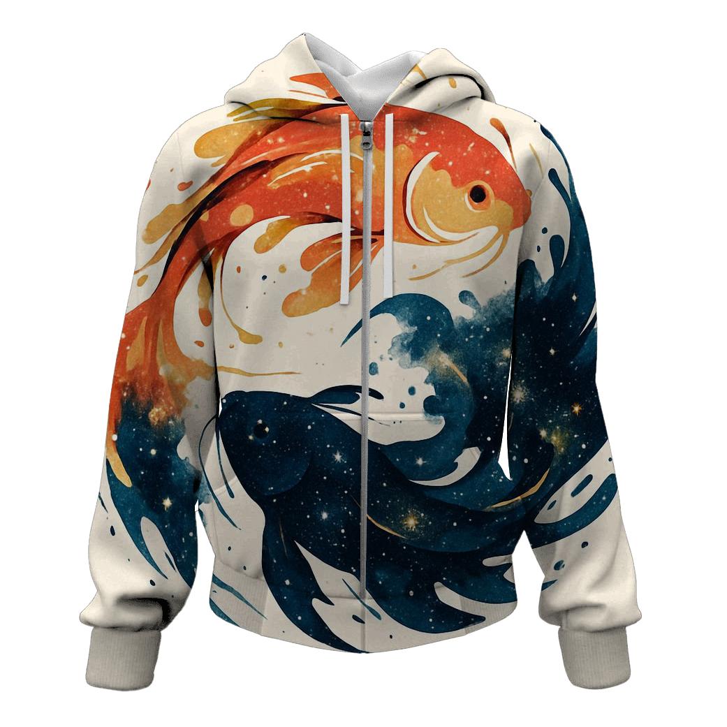Koi Nebula Ink Splash embroidered hoodies