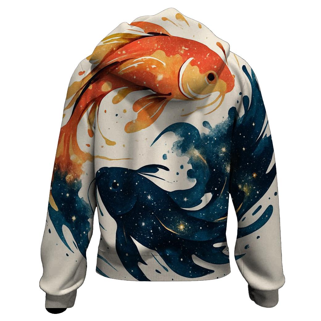 Koi Nebula Ink Splash embroidered hoodies