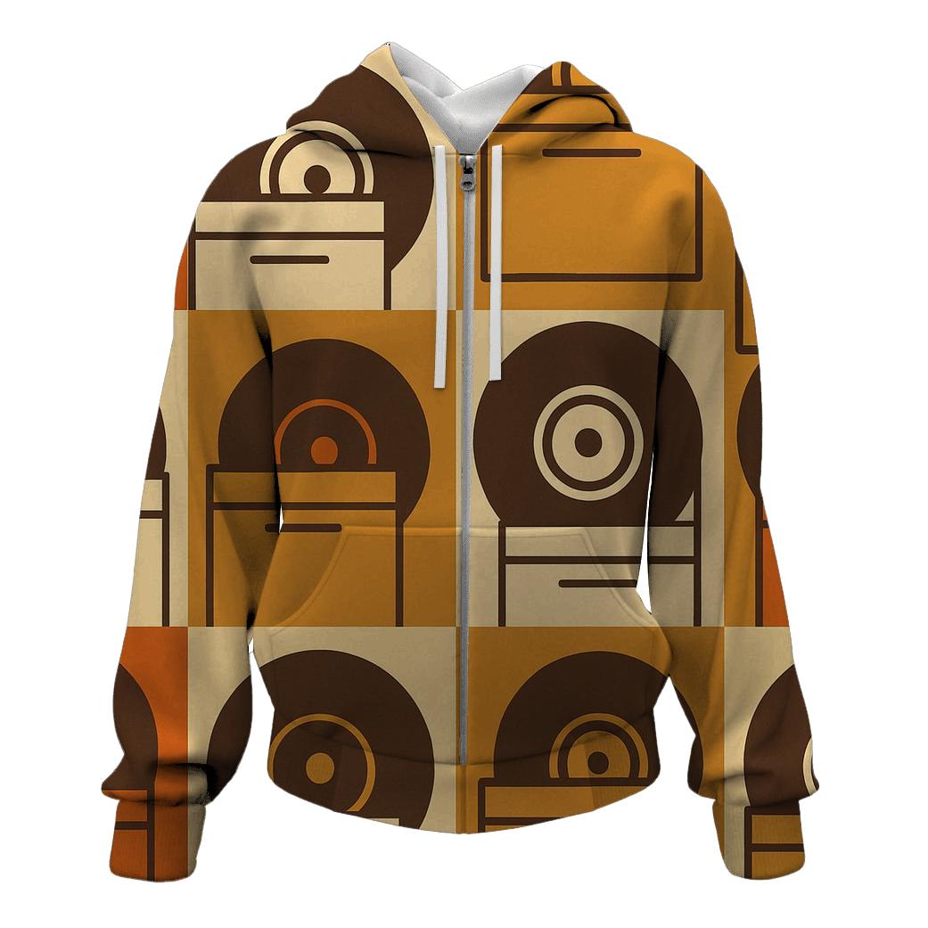 Earth Tone Record Crate Pattern lightweight hoodies
