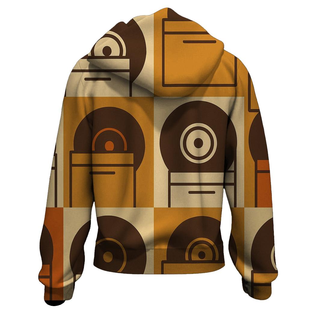 Earth Tone Record Crate Pattern lightweight hoodies