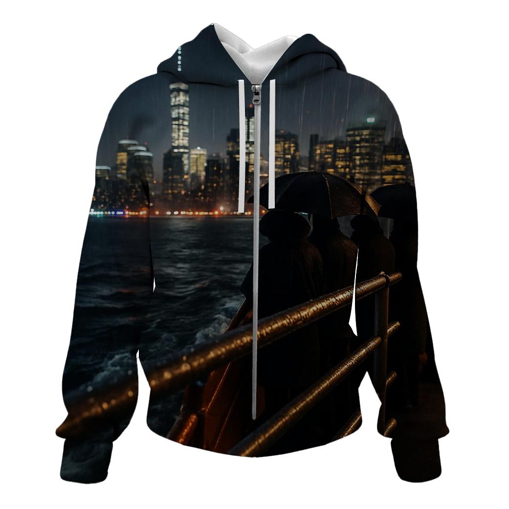 Rainy Night Arrival On The Staten Island Ferry printed hoodies