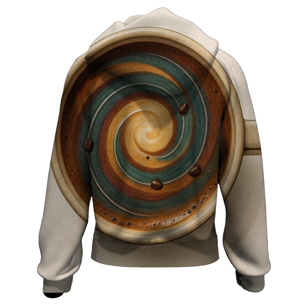 Latte Orbit Swirl zip-up hoodies