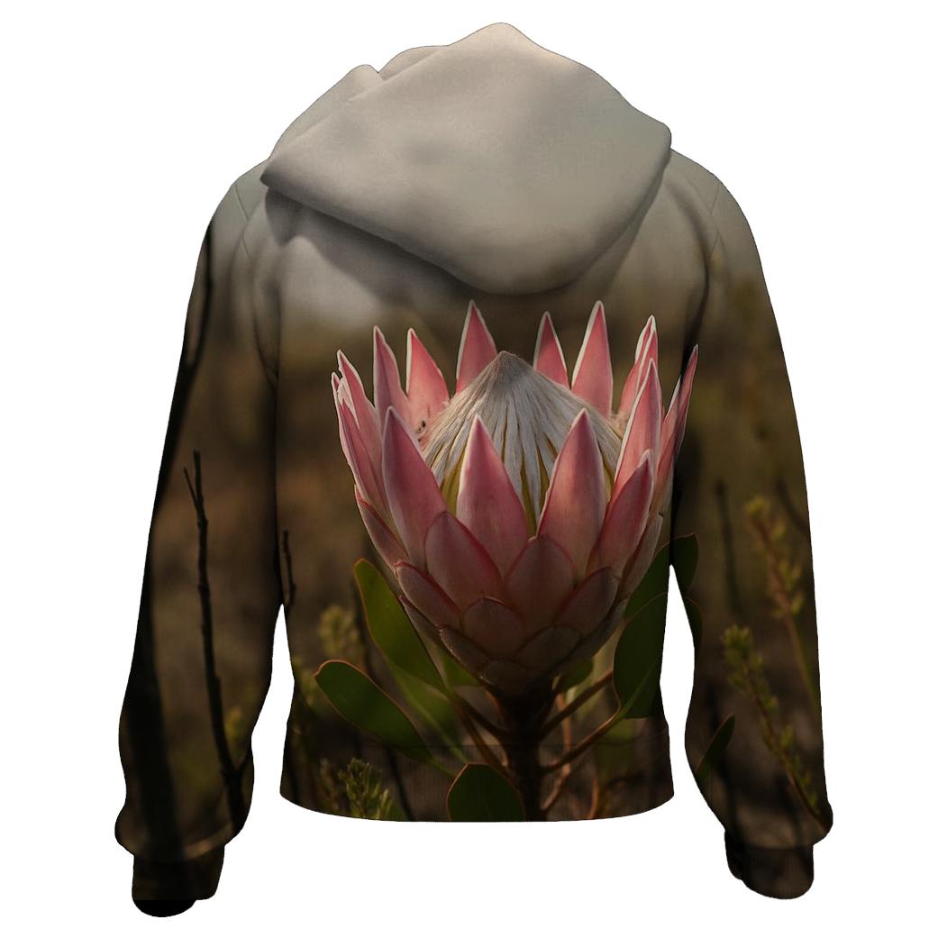 King Protea In Fynbos After A Controlled Burn embroidered hoodies