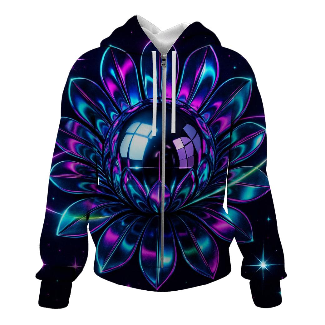 Chrome Orbit Disco Bloom printed hoodies