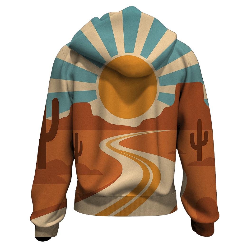 Desert Road Trip Sunburst Map hoodies fashion