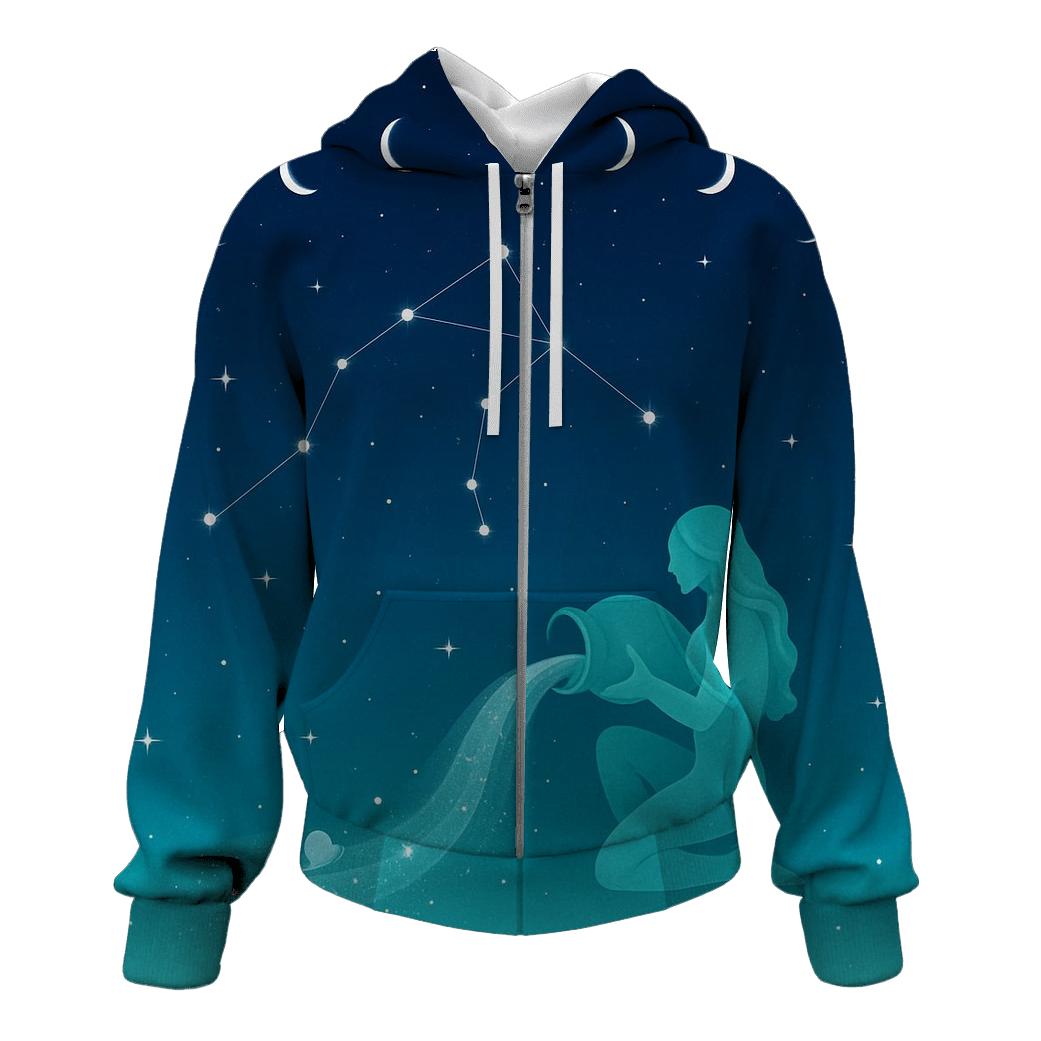 Aquarius Water Bearer Constellation Pour zip-up hoodies