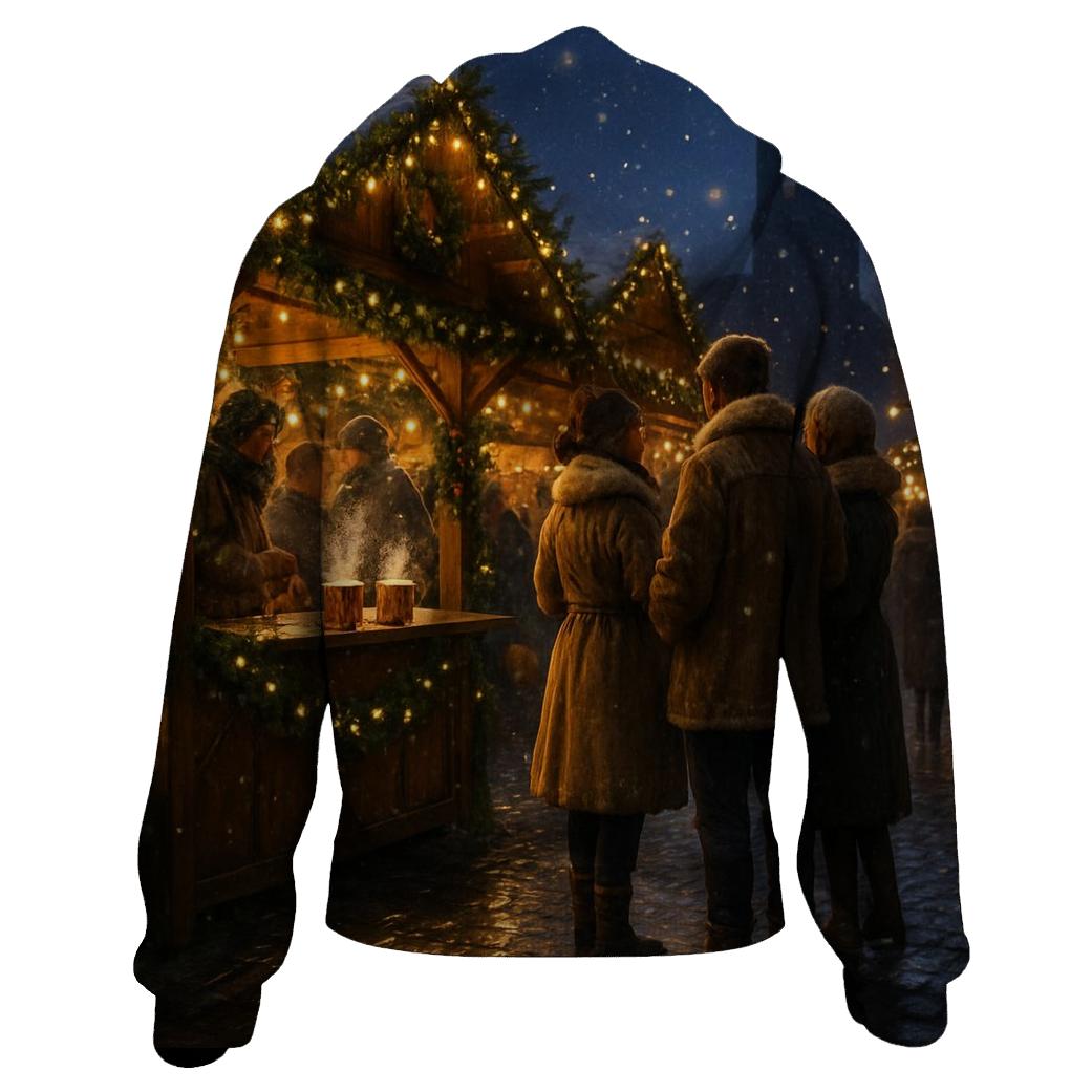 Christmas Market Lanterns Under Soft Starlight premium hoodies