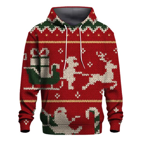 Santa Sleigh Zigzag Skyline Design heavyweight hoodies