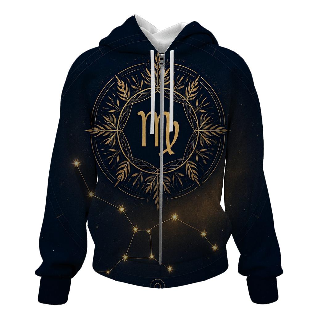 Virgo Harvest Maiden Celestial Mandala zip-up hoodies