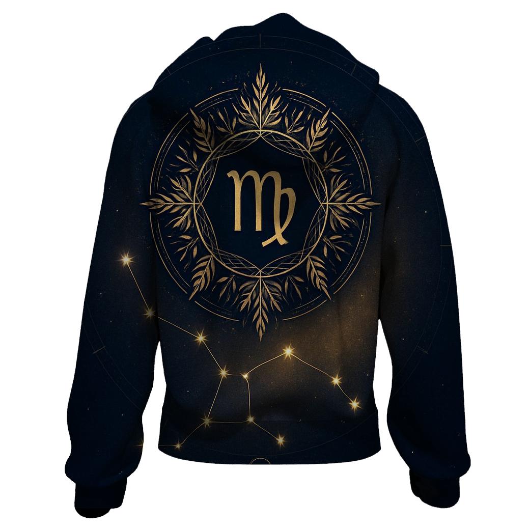 Virgo Harvest Maiden Celestial Mandala zip-up hoodies