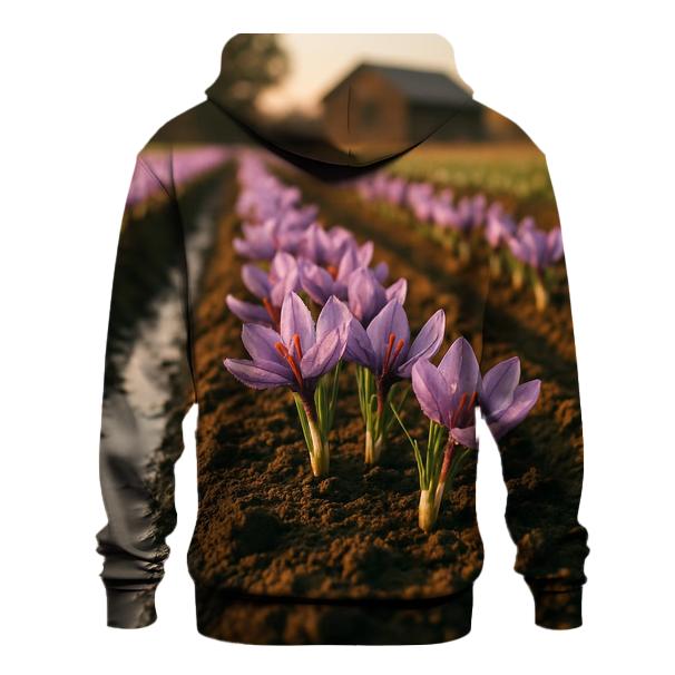 Saffron Crocus Rows After Irrigation embroidered hoodies