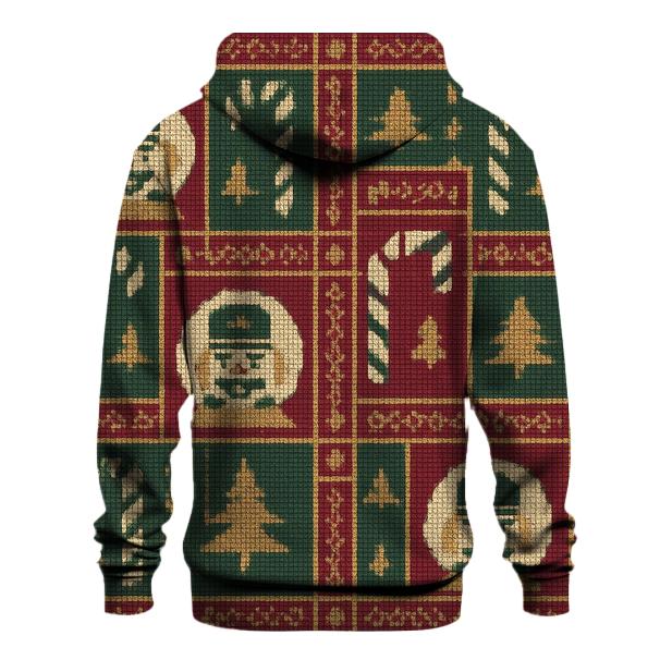 Nutcracker Snow Globe Panel Quilt Design zip-up hoodies