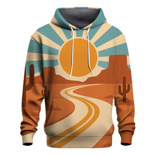 Desert Road Trip Sunburst Map heavyweight hoodies
