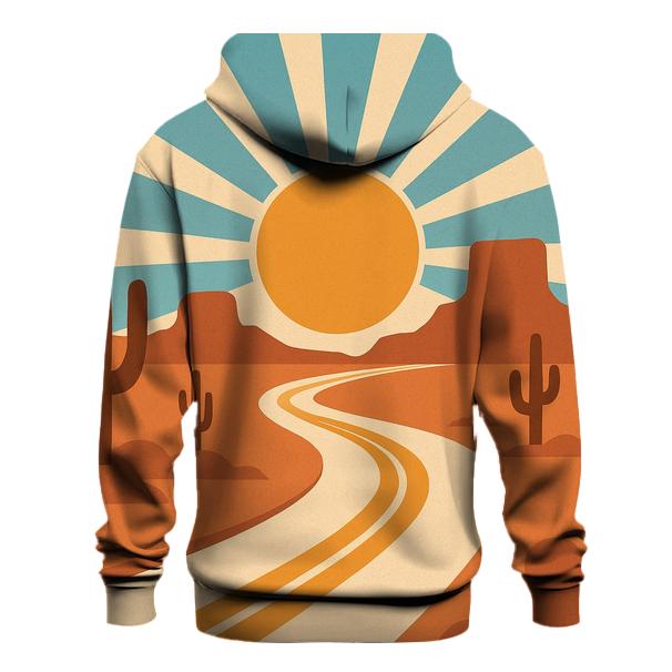 Desert Road Trip Sunburst Map heavyweight hoodies