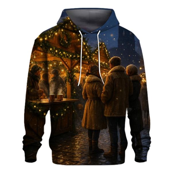Christmas Market Lanterns Under Soft Starlight printed hoodies
