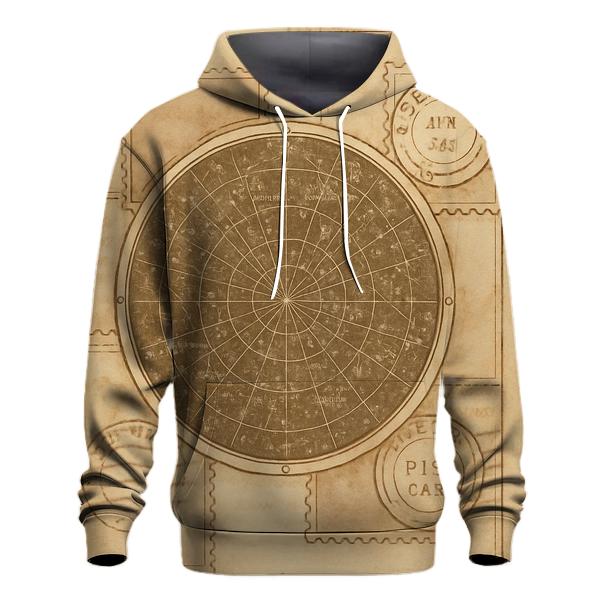 Antique Star Map Postcard Collage zip-up hoodies