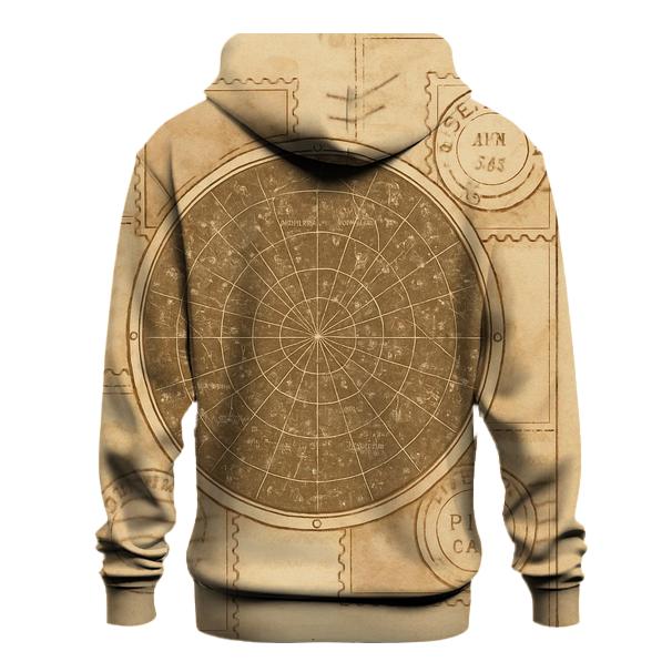 Antique Star Map Postcard Collage zip-up hoodies
