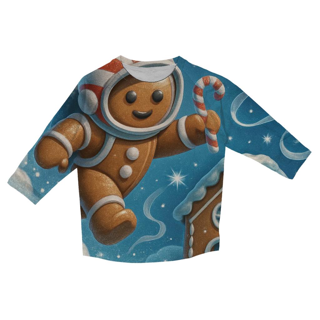 Gingerbread Astronaut Cookie Crash Landing personalized 3/4 sleeve tees