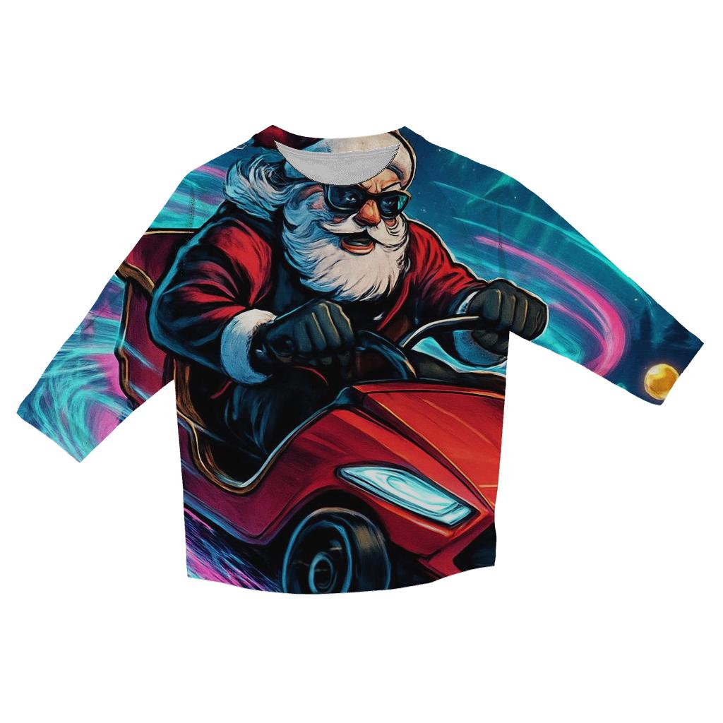 Neon Sleigh Drift Santa fashion 3/4 sleeve shirts
