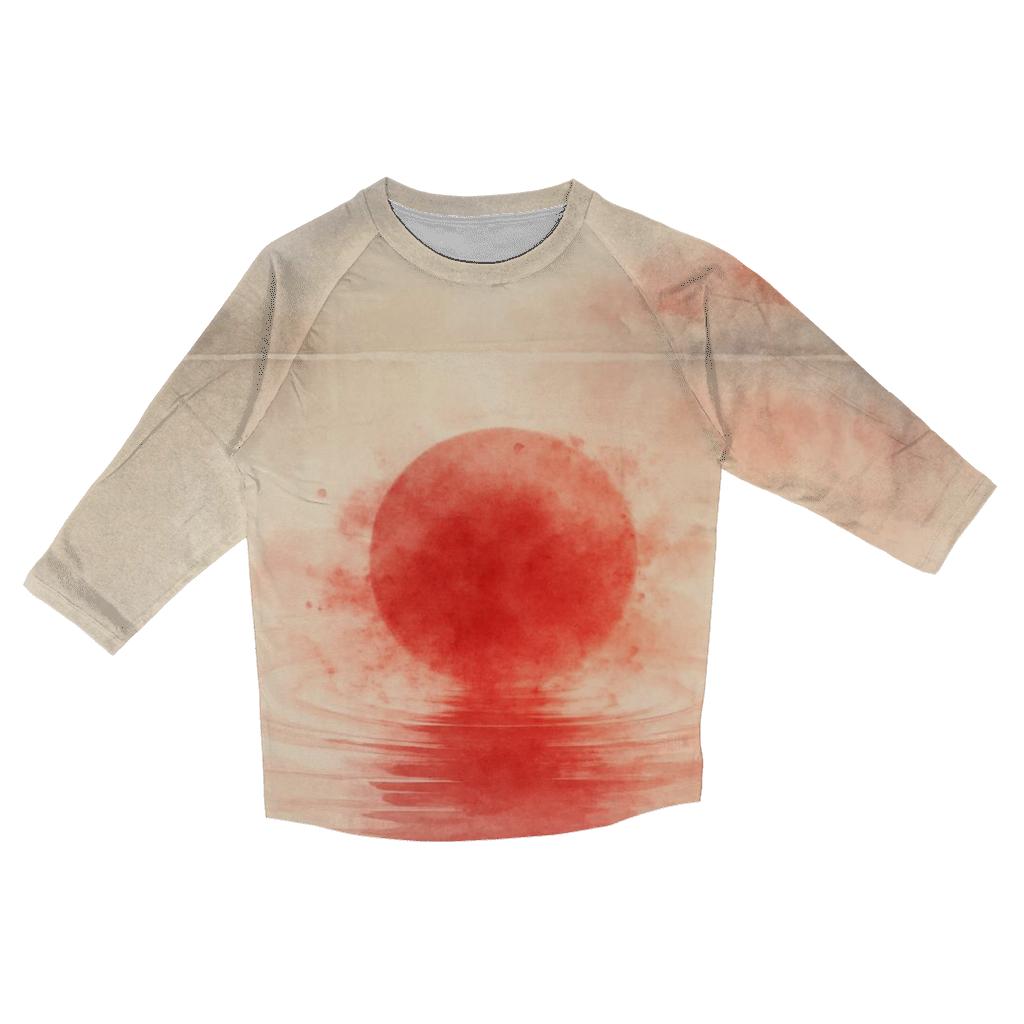 Rising Sun Watercolor Of Japan trendy 3/4 sleeve tops