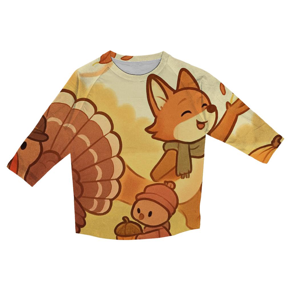 Woodland Harvest Parade At Sunlit Meadow cotton quarter sleeve shirts