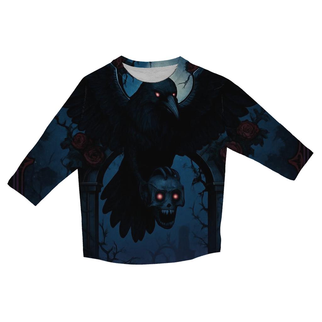 Raven Reliquary Over The Thorned Moon Gate casual three quarter sleeve shirts