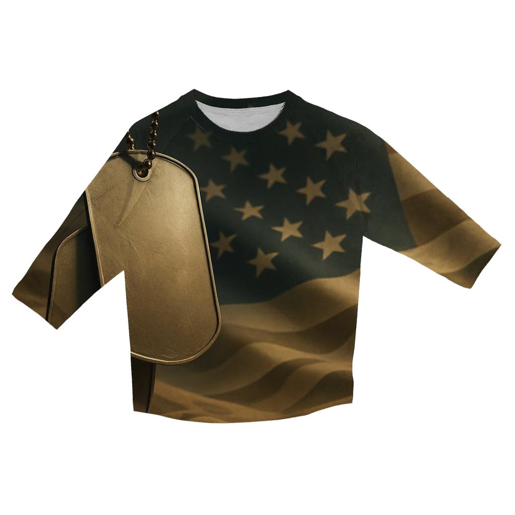 Dog Tags Over Desert Camo Flag Mirage cotton quarter sleeve shirts
