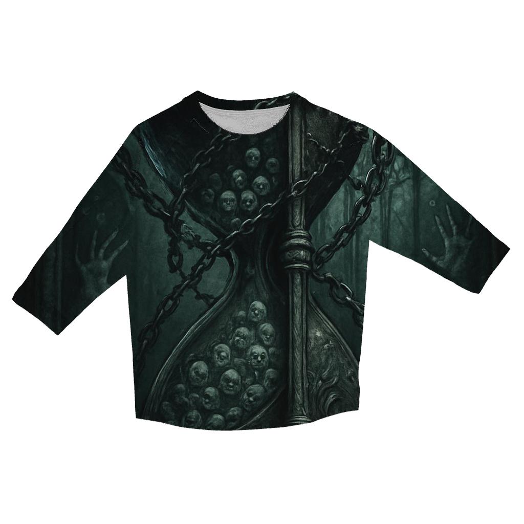 The Hourglass Of Chained Souls In The Drowned Cathedral printed three quarter sleeve shirts