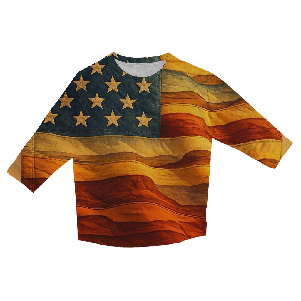 Prairie Skyline Patchwork Flag designer 3/4 sleeve blouses
