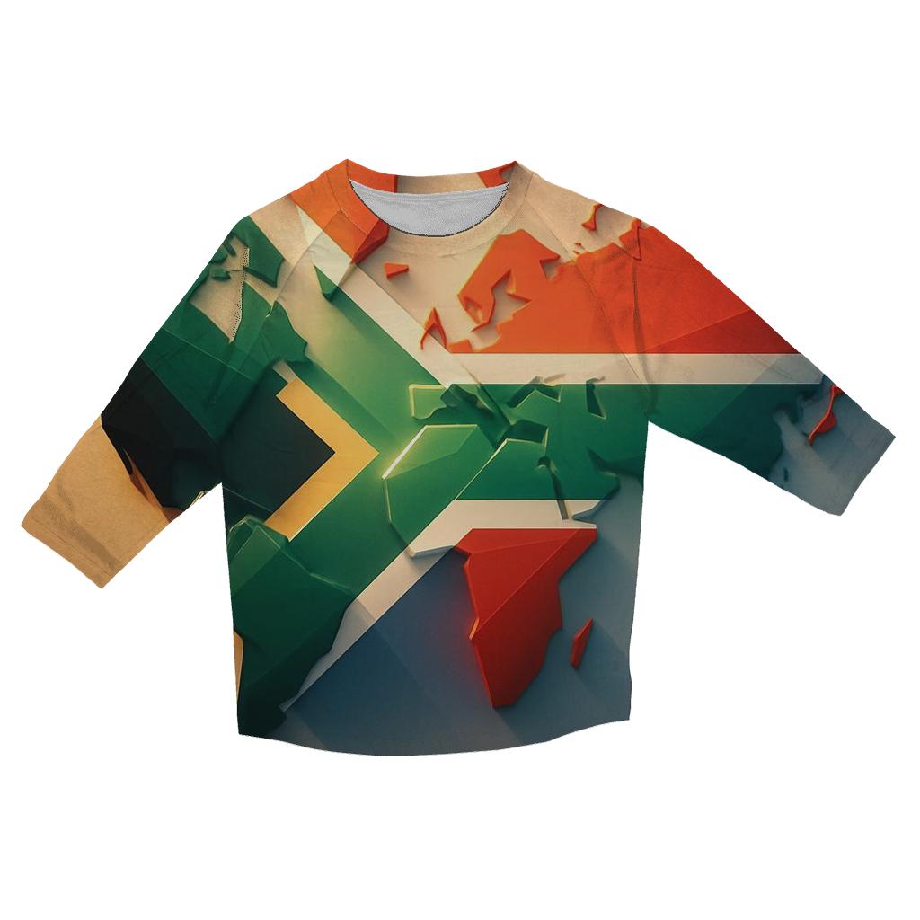 Geometric Unity Flag Of South Africa casual three quarter sleeve shirts