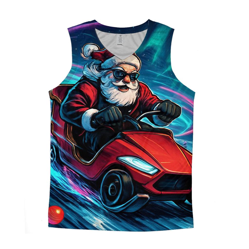 Neon Sleigh Drift Santa personalized athletic tanks